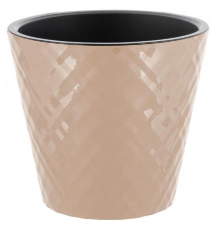 Горшок для цветов InGreen Manhattan D280мм, 11л c дренажной вставкой, молочный шоколад